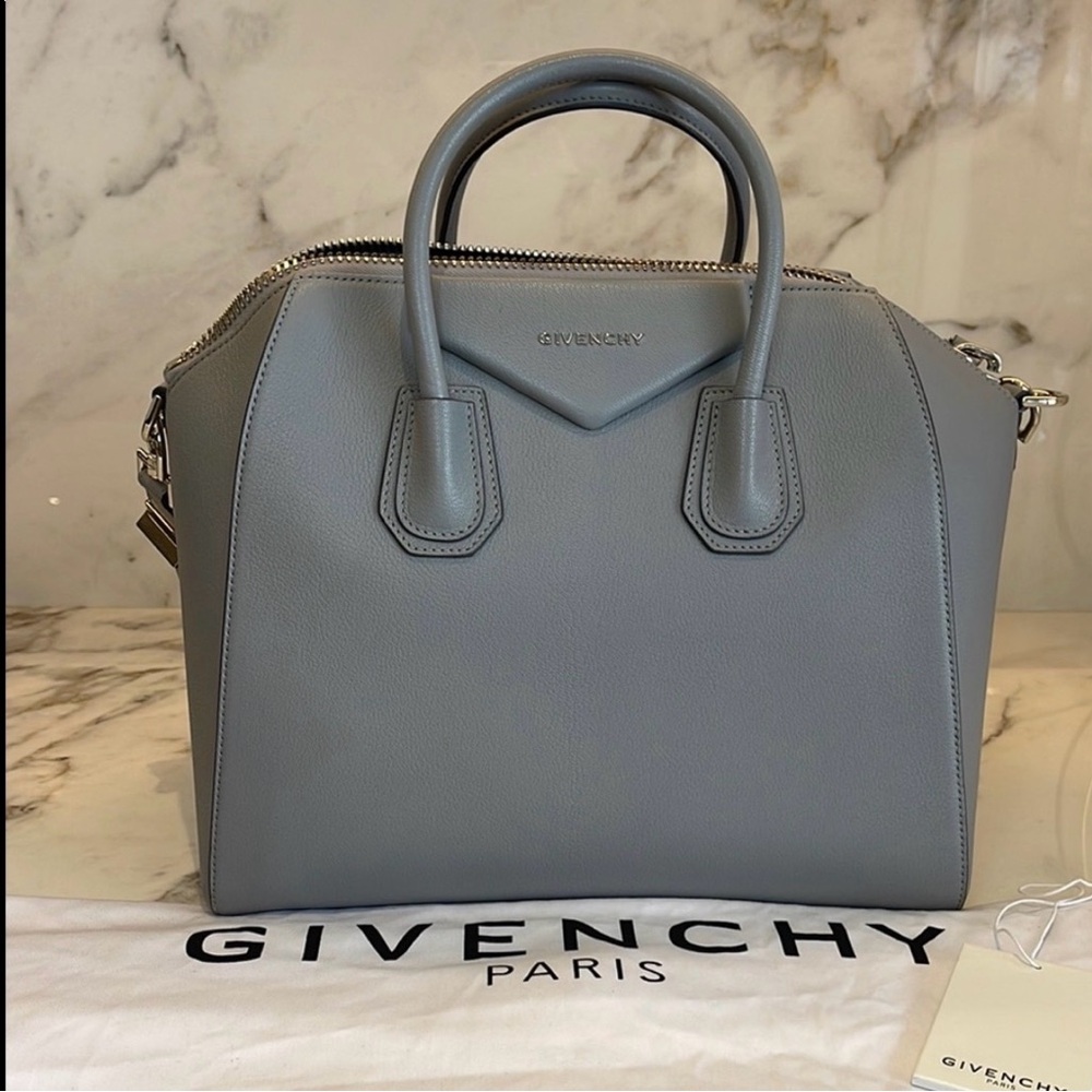Givenchy Antigona Medium Leather Satchel | Grey | NEW - Picture 6 of 16